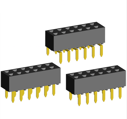 2.54mm Socket Double Rows Bottom Entry Three Sides Contact Dip Type.(H=5.0)